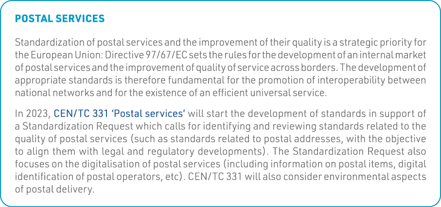 Postal services Standardization of postal services and the improvement of their quality is a strategic priority for t   
