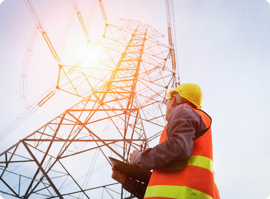 Engineering working on High-voltage tower, Check the information on paper 