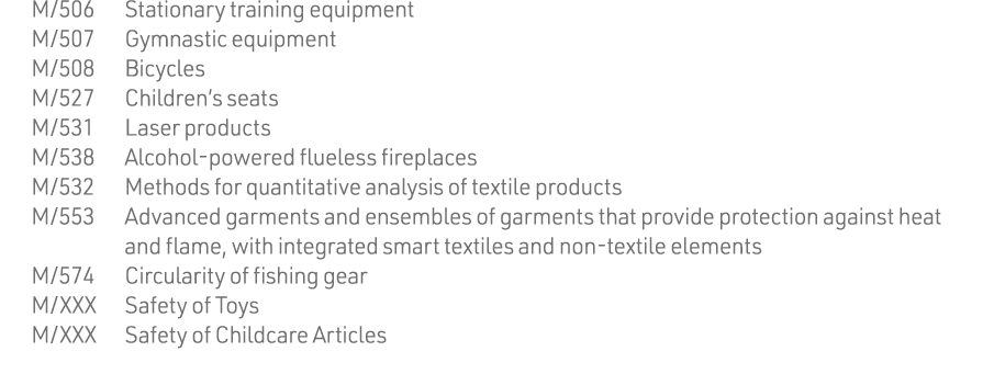 M 506 Stationary training equipment M 507 Gymnastic equipment M 508 Bicycles   M 527 Children s seats M 531 Laser pro   