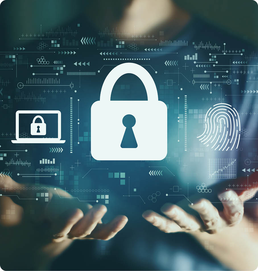 Internet network security concept with young man in the night 