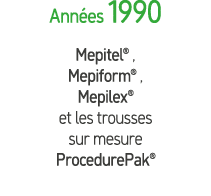 Ann es 1990 Mepitel® , Mepiform® , Mepilex® et les trousses sur mesure ProcedurePak®