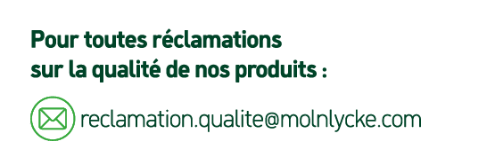 Pour toutes r clamations sur la qualit de nos produits : ￼ reclamation.qualite@molnlycke.com