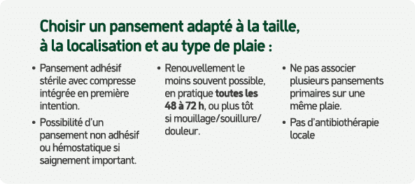Choisir un pansement adapt   la taille,   la localisation et au type de plaie : • Pansement adh sif st rile avec com...