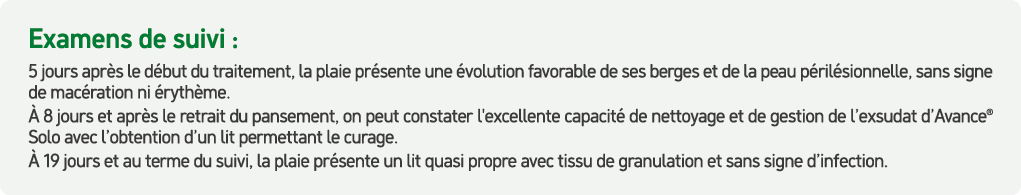 Examens de suivi : 5 jours apr s le d but du traitement, la plaie pr sente une volution favorable de ses berges et d...