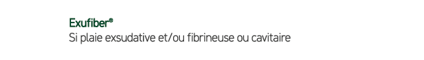 Exufiber® Si plaie exsudative et/ou fibrineuse ou cavitaire