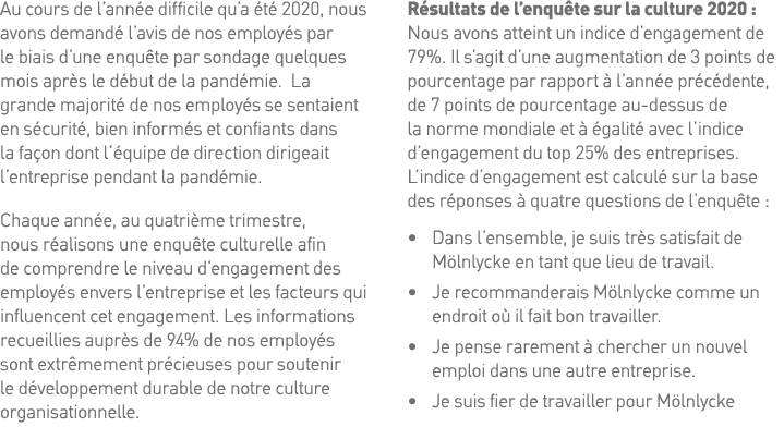 Au cours de l année difficile qu a été 2020, nous avons demandé l avis de nos employés par le biais d une enquête par   