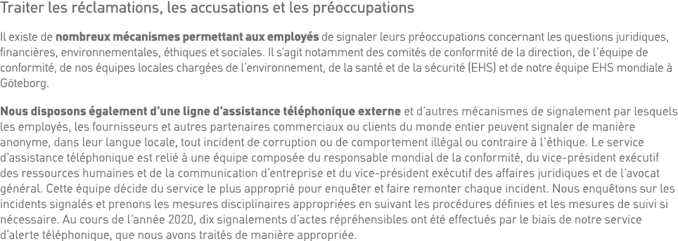 Traiter les réclamations, les accusations et les préoccupations Il existe de nombreux mécanismes permettant aux emplo   
