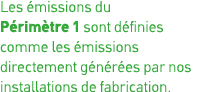 Les émissions du Périmètre 1 sont définies comme les émissions directement générées par nos installations de fabricat   