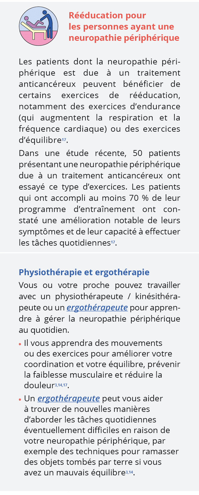 , ,Rééducation pour les personnes ayant une neuro pathie péri phérique,,,Les patients dont la neuro pathie péri phéri   